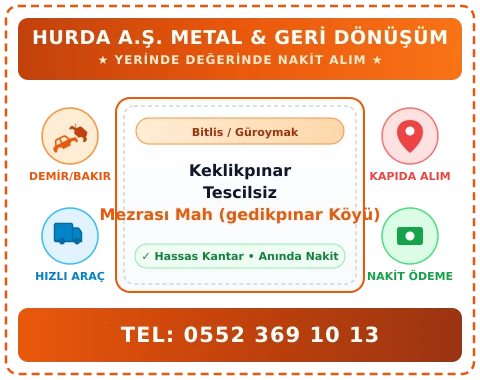 Bitlis Güroymak Keklikpınar Tescilsiz Mezrası Mah (gedikpınar Köyü) Hurda Alım