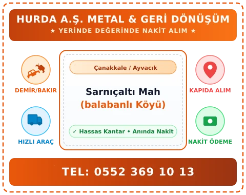 Çanakkale Ayvacık Sarnıçaltı Mah (balabanlı Köyü) Hurda Alım