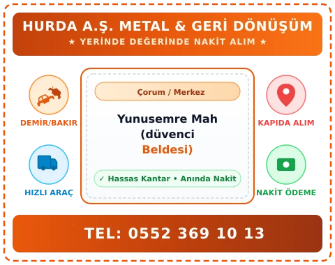 Çorum Merkez Yunusemre Mah (düvenci Beldesi) Hurda Alım