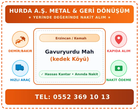 Erzincan Kemah Gavuryurdu Mah (kedek Köyü) Hurda Alım