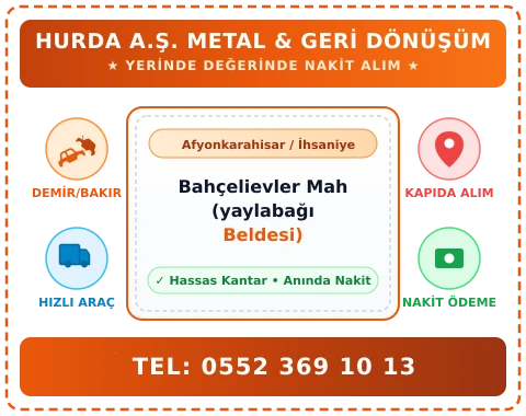 Afyonkarahisar İhsaniye Bahçelievler Mah (yaylabağı Beldesi) Hurda Alım