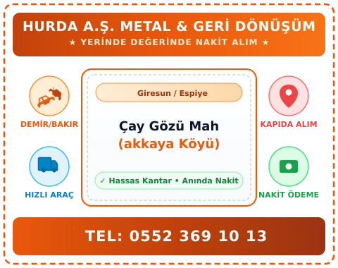 Giresun Espiye Çay Gözü Mah (akkaya Köyü) Hurda Alım