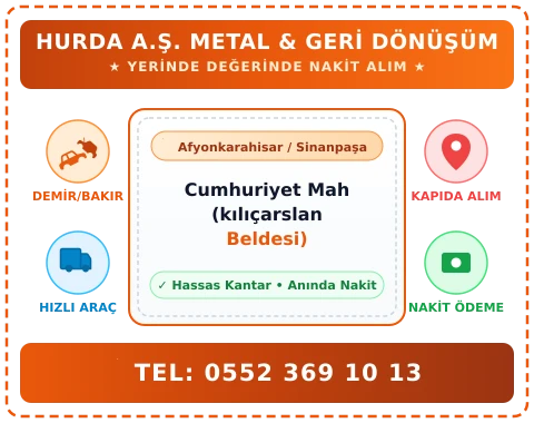 Afyonkarahisar Sinanpaşa Cumhuriyet Mah (kılıçarslan Beldesi) Hurda Alım