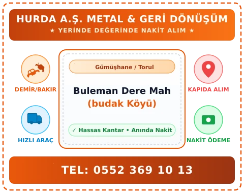 Gümüşhane Torul Buleman Dere Mah (budak Köyü) Hurda Alım