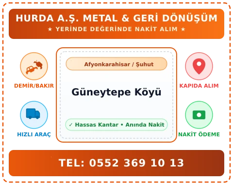 Afyonkarahisar Şuhut Güneytepe Köyü Hurda Alım