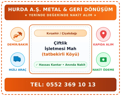 Kırşehir Çiçekdağı Çiftlik İşletmesi Mah (tatbekirli Köyü) Hurda Alım