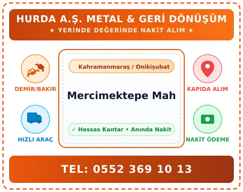 Kahramanmaraş Onikişubat Mercimektepe Mah Hurda Alım