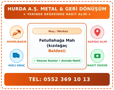 Muş Merkez Fetullahağa Mah (kızılağaç Beldesi) Hurda Alım