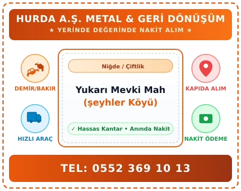 Niğde Çiftlik Yukarı Mevki Mah (şeyhler Köyü) Hurda Alım