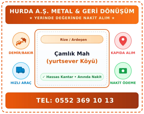 Rize Ardeşen Çamlık Mah (yurtsever Köyü) Hurda Alım