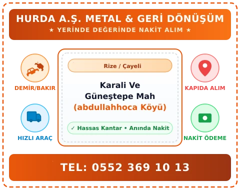 Rize Çayeli Karali Ve Güneştepe Mah (abdullahhoca Köyü) Hurda Alım