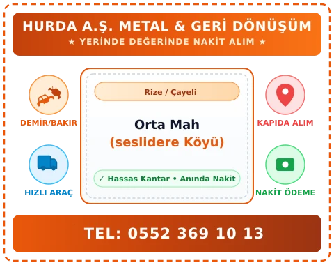 Rize Çayeli Orta Mah (seslidere Köyü) Hurda Alım