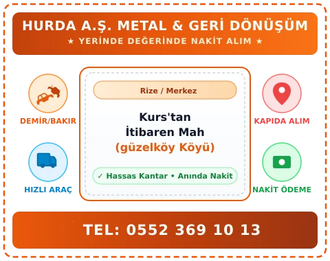 Rize Merkez Kurs'tan İtibaren Mah (güzelköy Köyü) Hurda Alım