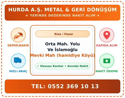 Rize Pazar Orta Mah. Yolu Ve İslamoğlu Mevki Mah (hamidiye Köyü) Hurda Alım