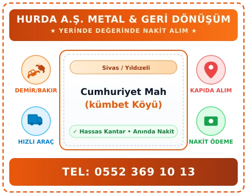 Sivas Yıldızeli Cumhuriyet Mah (kümbet Köyü) Hurda Alım