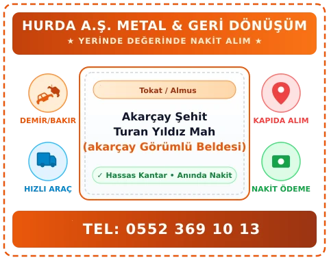Tokat Almus Akarçay Şehit Turan Yıldız Mah (akarçay Görümlü Beldesi) Hurda Alım