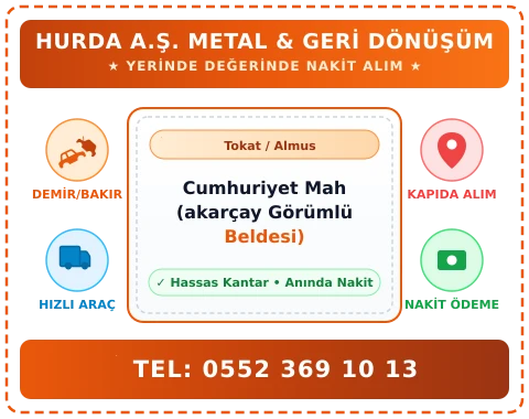 Tokat Almus Cumhuriyet Mah (akarçay Görümlü Beldesi) Hurda Alım