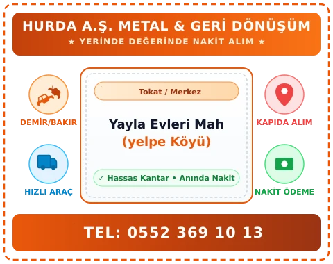 Tokat Merkez Yayla Evleri Mah (yelpe Köyü) Hurda Alım