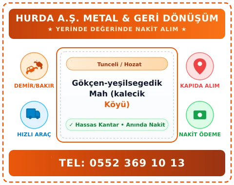 Tunceli Hozat Gökçen-yeşilsegedik Mah (kalecik Köyü) Hurda Alım