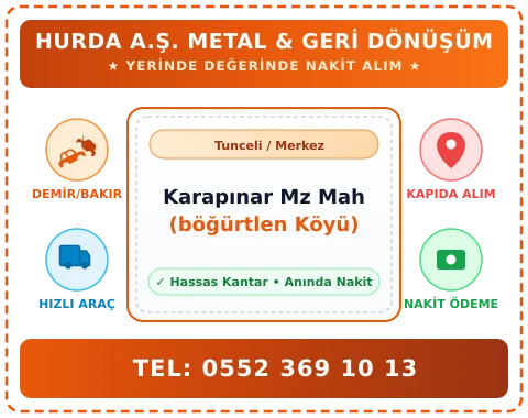 Tunceli Merkez Karapınar Mz Mah (böğürtlen Köyü) Hurda Alım