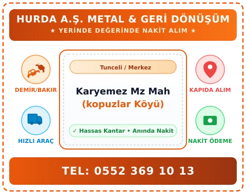 Tunceli Merkez Karyemez Mz Mah (kopuzlar Köyü) Hurda Alım