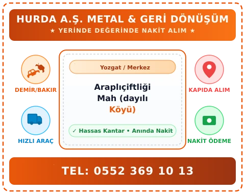 Yozgat Merkez Araplıçiftliği Mah (dayılı Köyü) Hurda Alım