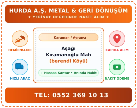 Karaman Ayrancı Aşağı Kıramanoğlu Mah (berendi Köyü) Hurda Alım