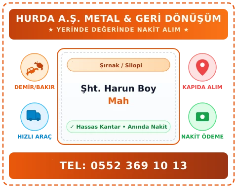 Şırnak Silopi Şht. Harun Boy Mah Hurda Alım
