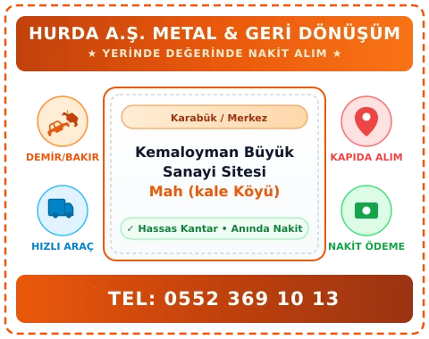 Karabük Merkez Kemaloyman Büyük Sanayi Sitesi Mah (kale Köyü) Hurda Alım